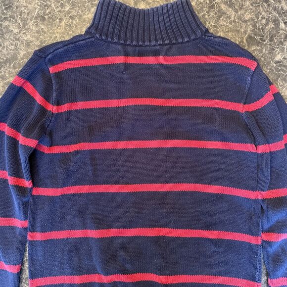 Polo‎ Ralph Lauren Sz XL Quarter Zip Blue Red Stripe 100% Cotton - Picture 7 of 11